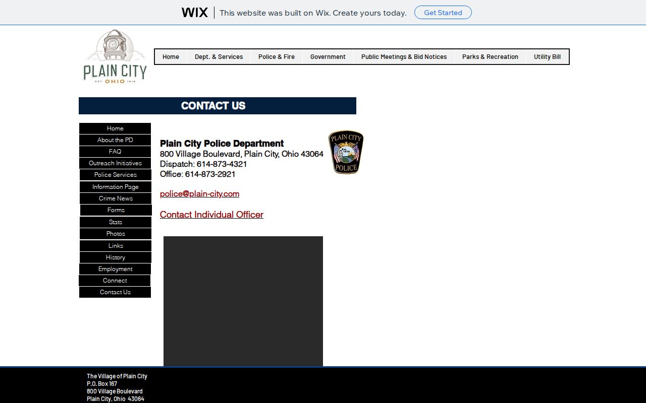 Plain City Police Department Madison County arrest-record source page
